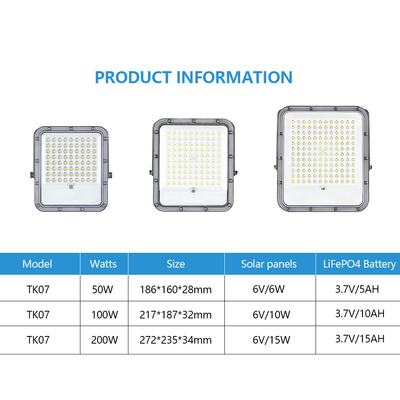 KCD Aluminum Dusk To Dawn White Deamable Brightest Solar Flood Lamp Garden Solar Flood Lights IP67 100w  Motion Sensor